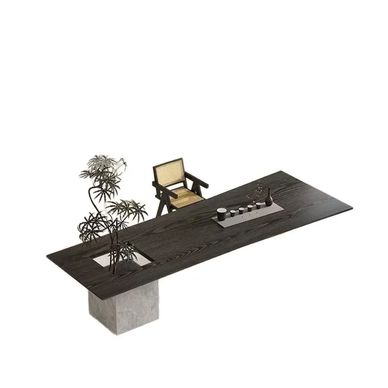 Solid wood tea table and chair combination, simple home tea table, acrylic office coffee table