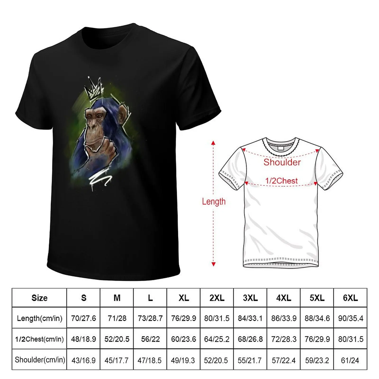 Curious Chimp King Art | Chimpanzees Lovers | Monkey Cute T-Shirt Short sleeve tee anime figures T-shirts for men cotton