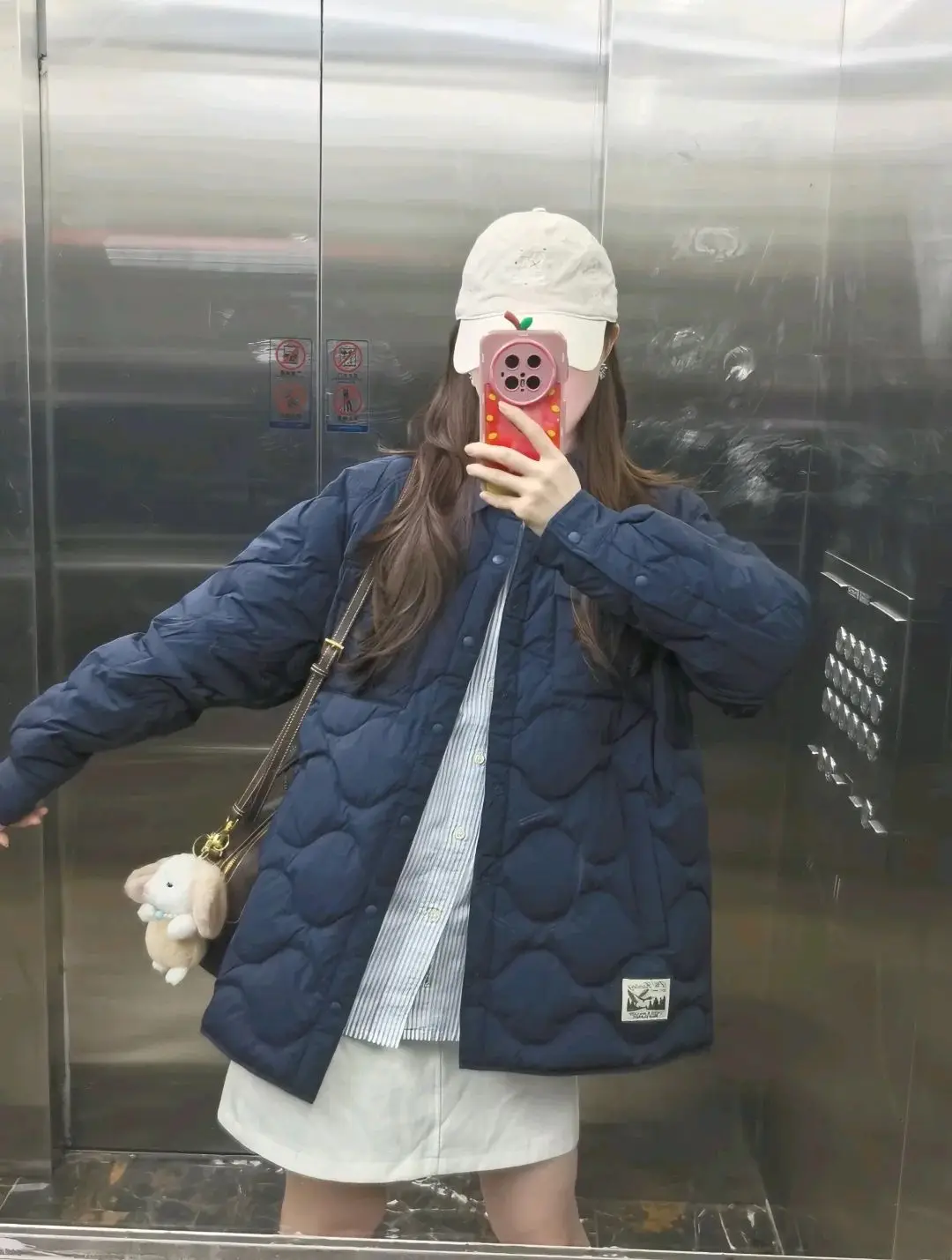 

Korean Sle Loose Women's down Cotton Jaet Quilted Warm Outerwear Long Sve Collar Single Button Closure Pure Color