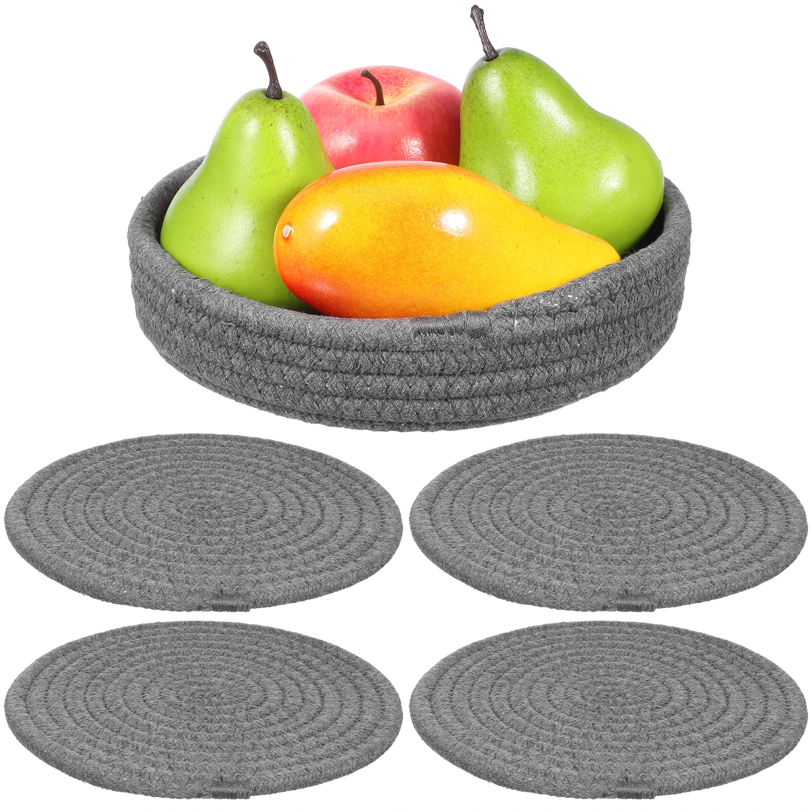 

1Set Round Cotton Rope Placemats Woven Trivets Hot Pads Kitchen Pot Holders Table Mat Round Placemats Trivets for Hot Dishes