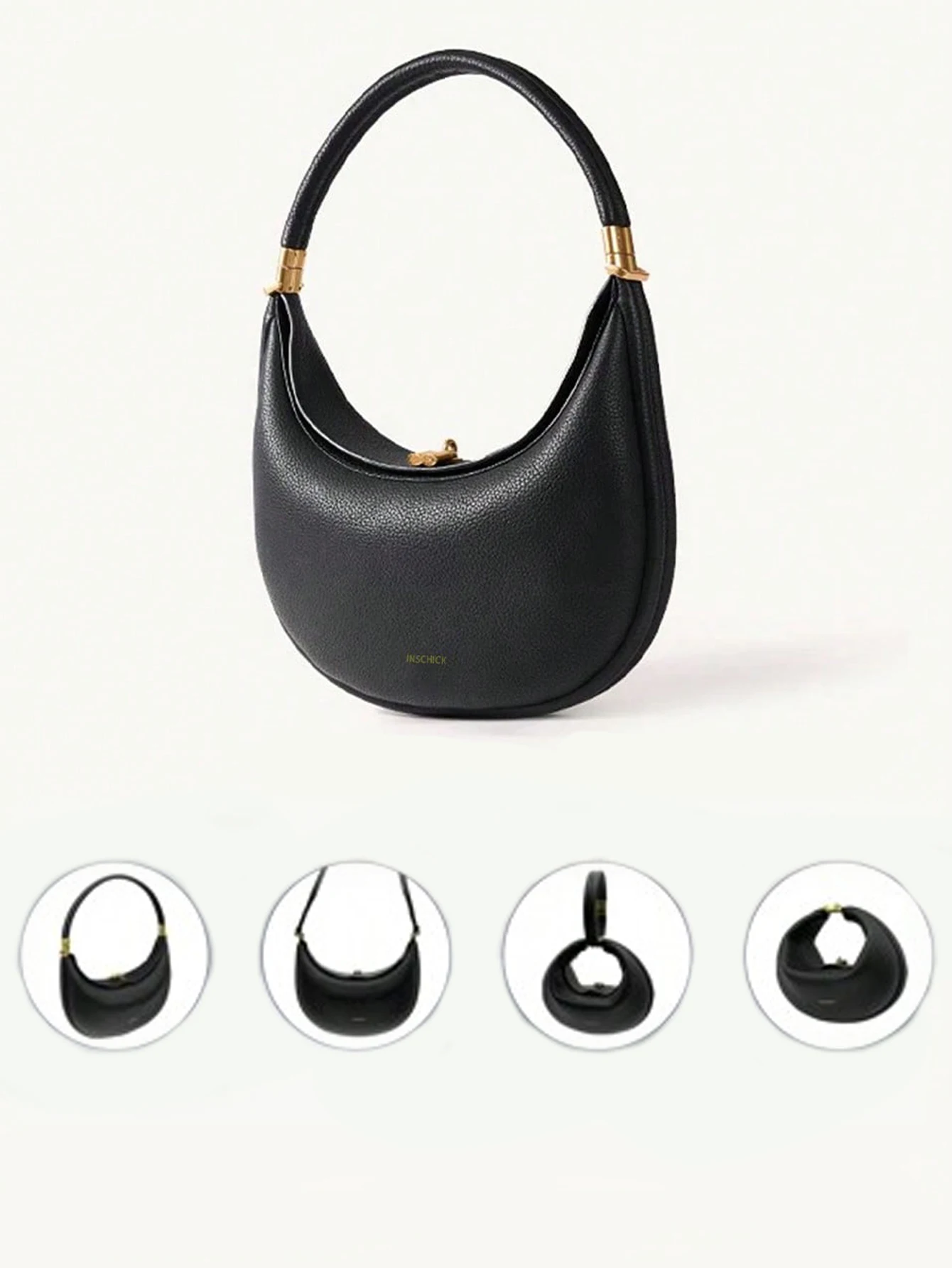 Fashionable, simple and versatile crescent bag, one-shoulder solid color temperament, French cross-body crescent bag for youth