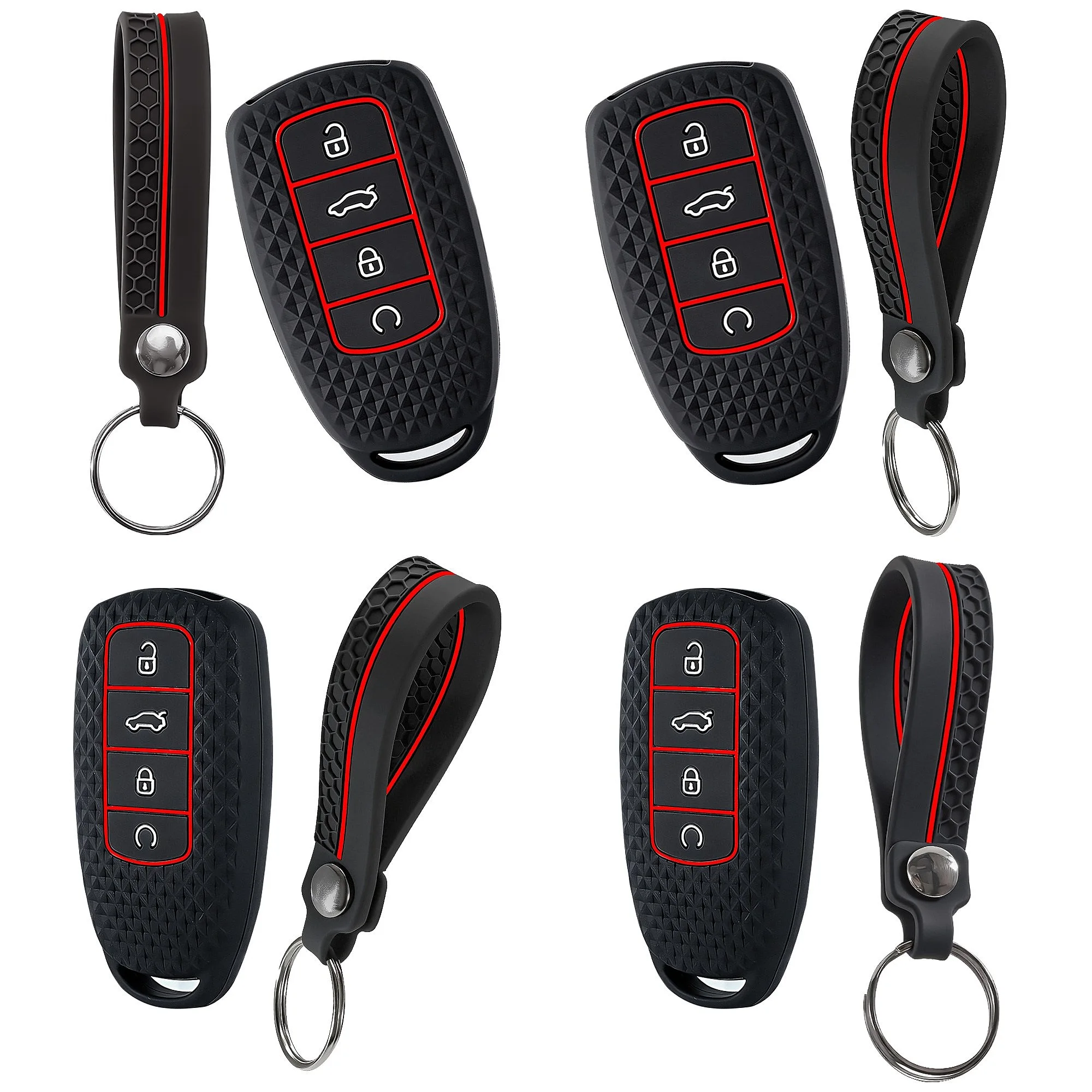 2 PCS Silicone Car Key Fob Cover for Chery Jaecoo J7 J8 7 Phev 2025-2023 Key Bag Set Keychain