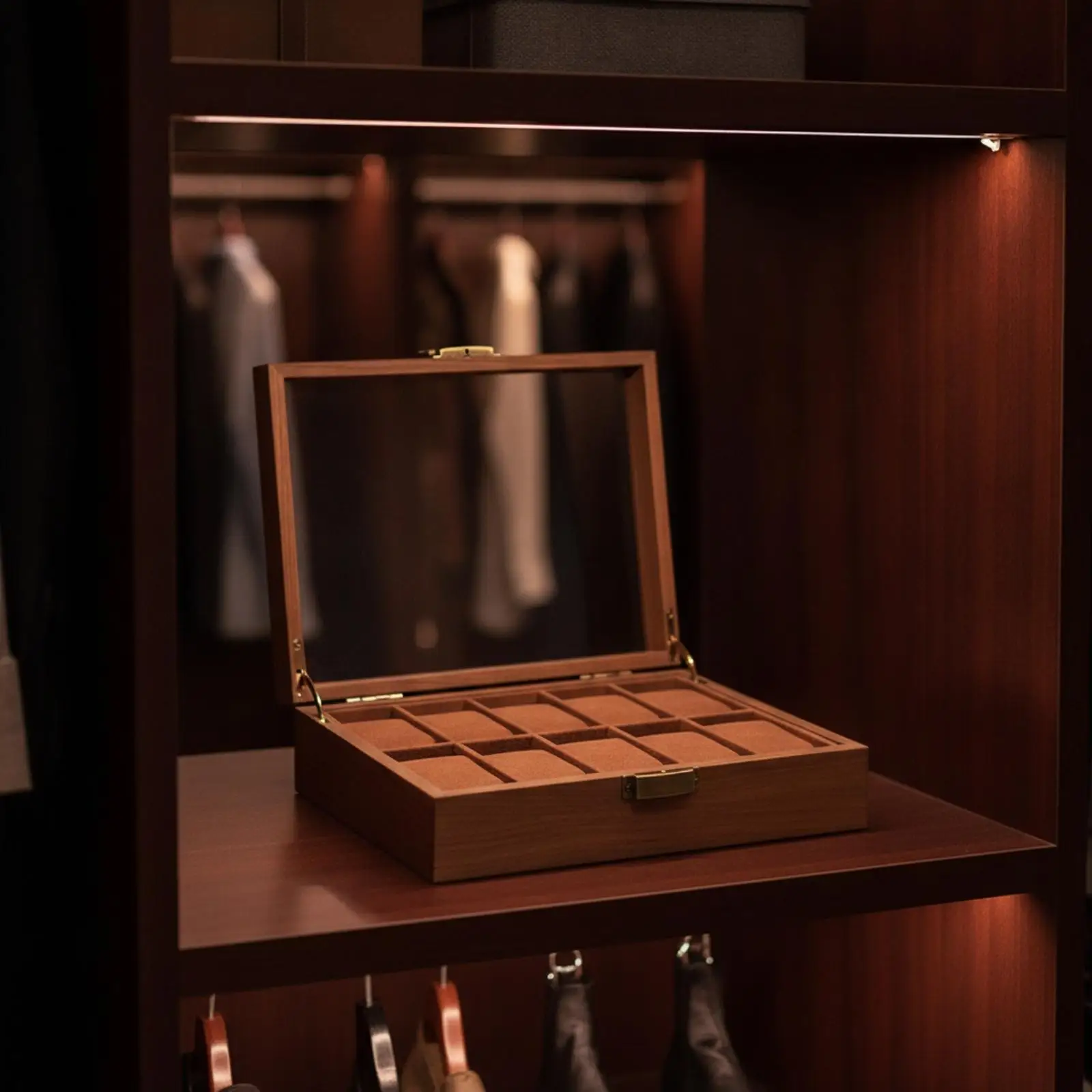 Watch Box with Glass Window Dust-Resistant for Closet, Bedroom