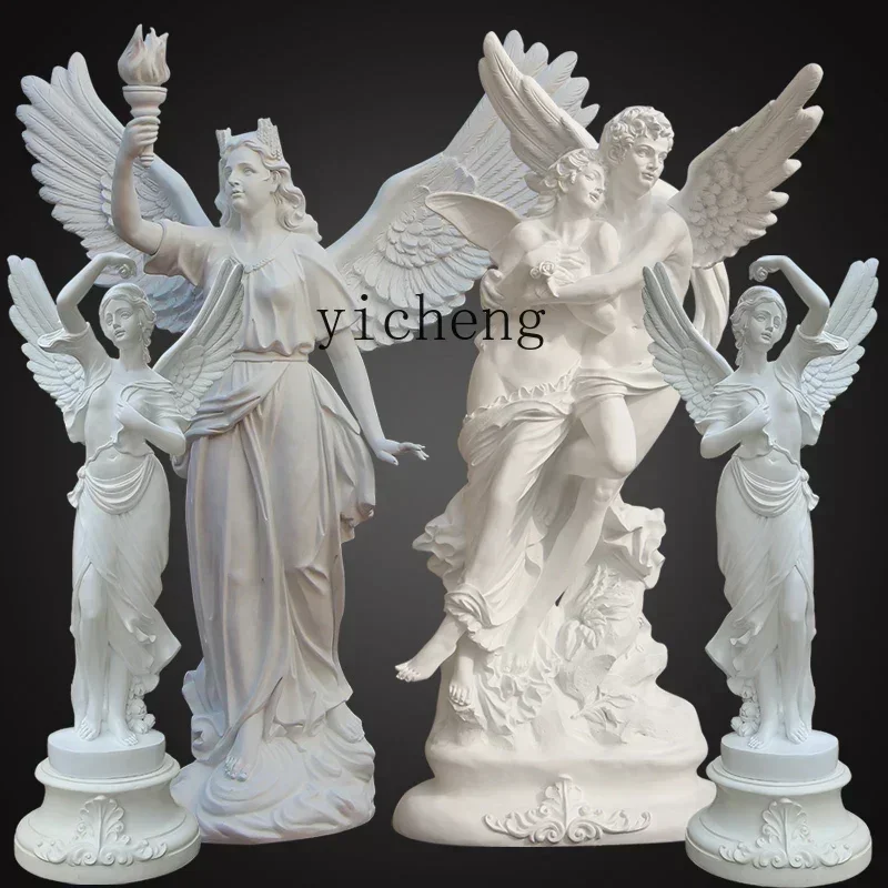 BJ-12   couple statue four seasons bright angel sculpture large fiberglass figure artwork decorative ornament