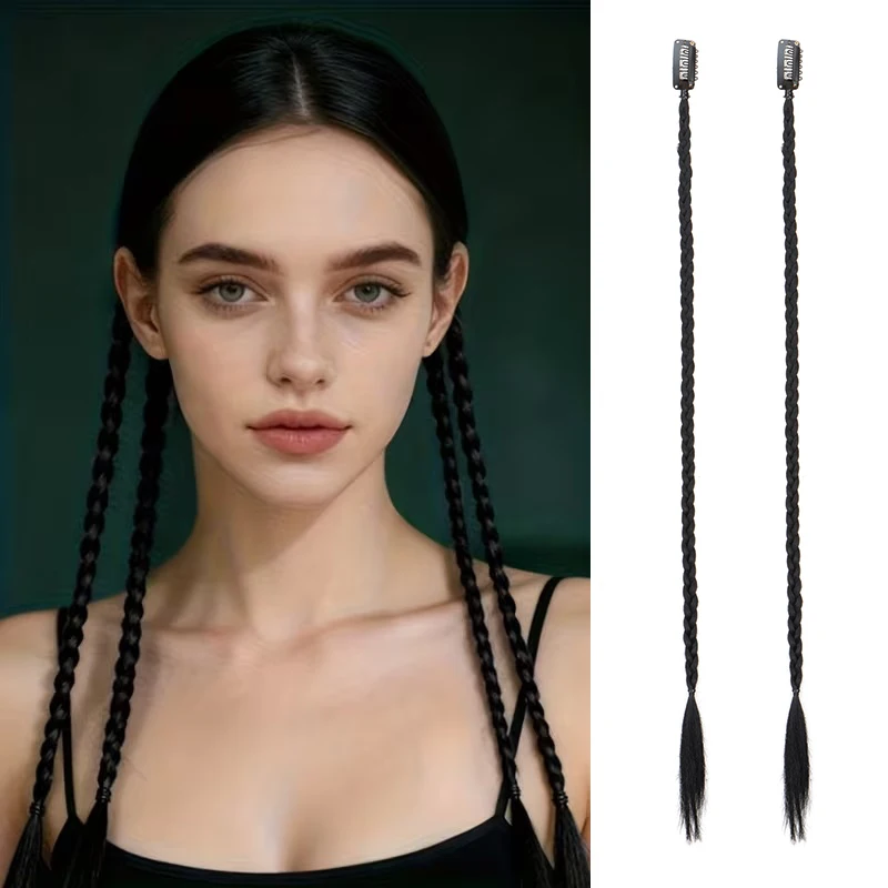 20inch Synthetic 2pcs Y2K Style Hair Long Straight Mini Braid High Temperature Fiber Mixed Color Hair Accessory for Daily
