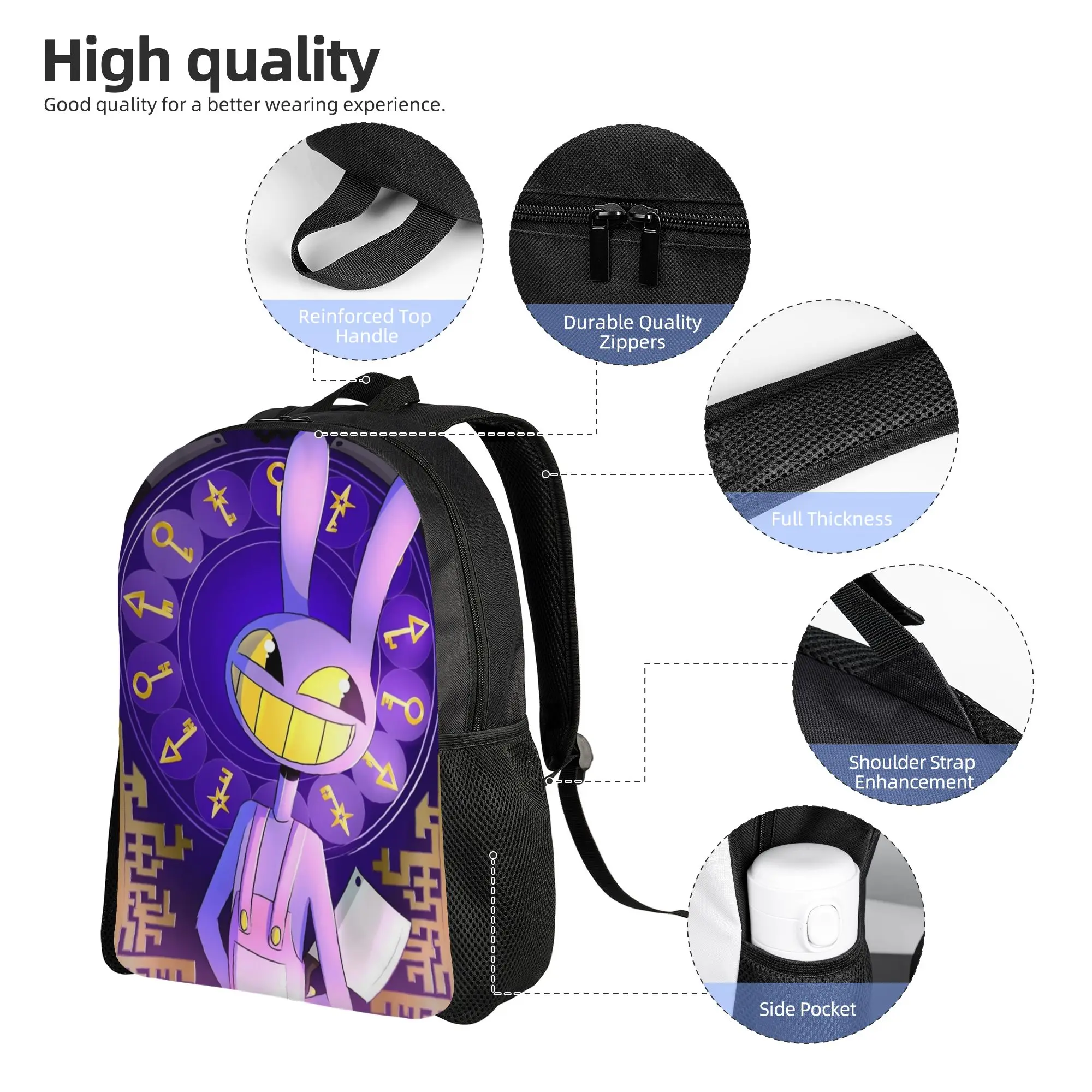 Jax Cartoon Digitals Circus Casual Backpack Sports Student  Daypack for Men Women Laptop Computer Canvas Bags