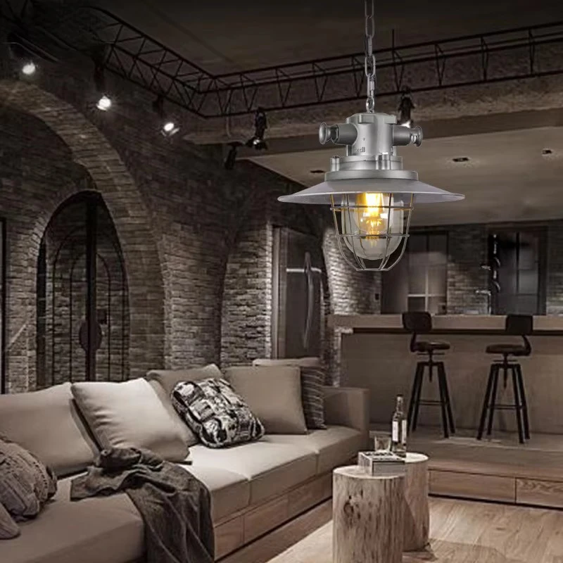 American Retro Loft Chandelier Silver Industrial Iron Chandelier Cafe Pub Bar Study Restaurant Dining Room Kitchen Lighting Lamp