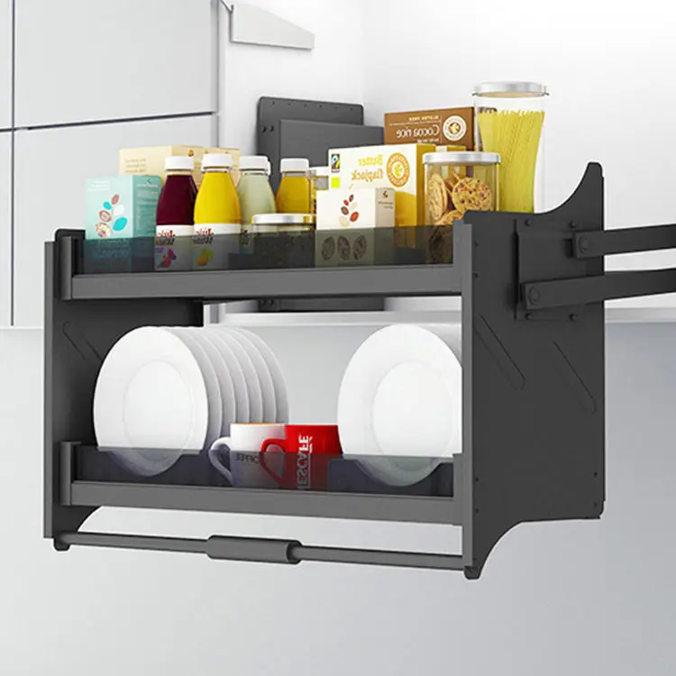 نظام رفع خزانة المطبخ المنسح للأسفل، أرفف رفع زجاجية للمطبخ #6
