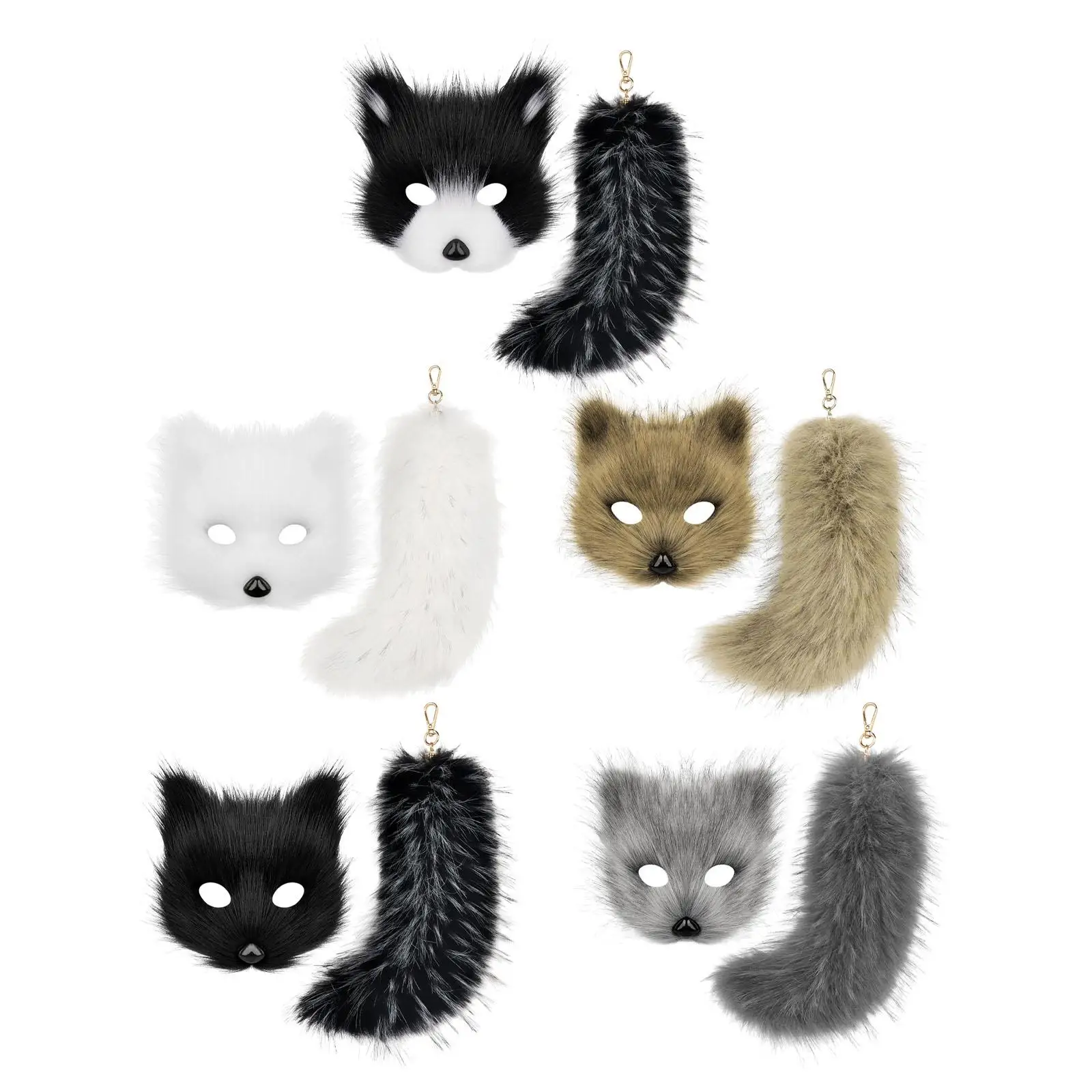 

Therian Mask and Tail Fancy Dress Creative Furry Mask for Festival Stage