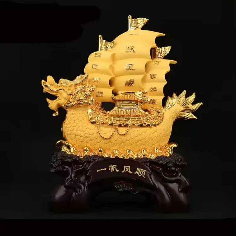 Advanced Office Table Decoration Lucky Dragon Boat Gifts Resin Ornaments