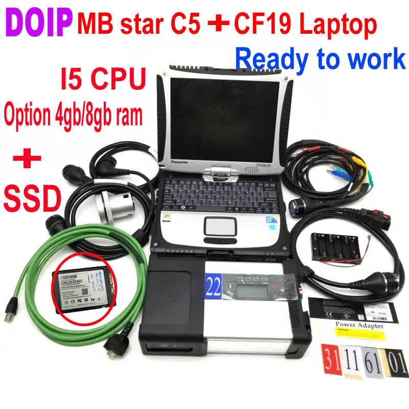 

DOIP MB Star C5 DOIP Sd Подключение мультиплексор компактный c5 для автомобилей/грузовиков с wifi 2022,03 ssd с CF19 i5 ноутбук ПК готов к использованию