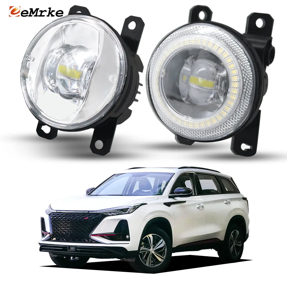 Pair For Changan CS75 Plus (S311) 2019 2020 2021 30W LED Fog Driving Lights Front Bumper Angel Eyes DRL Halo Car Accessories