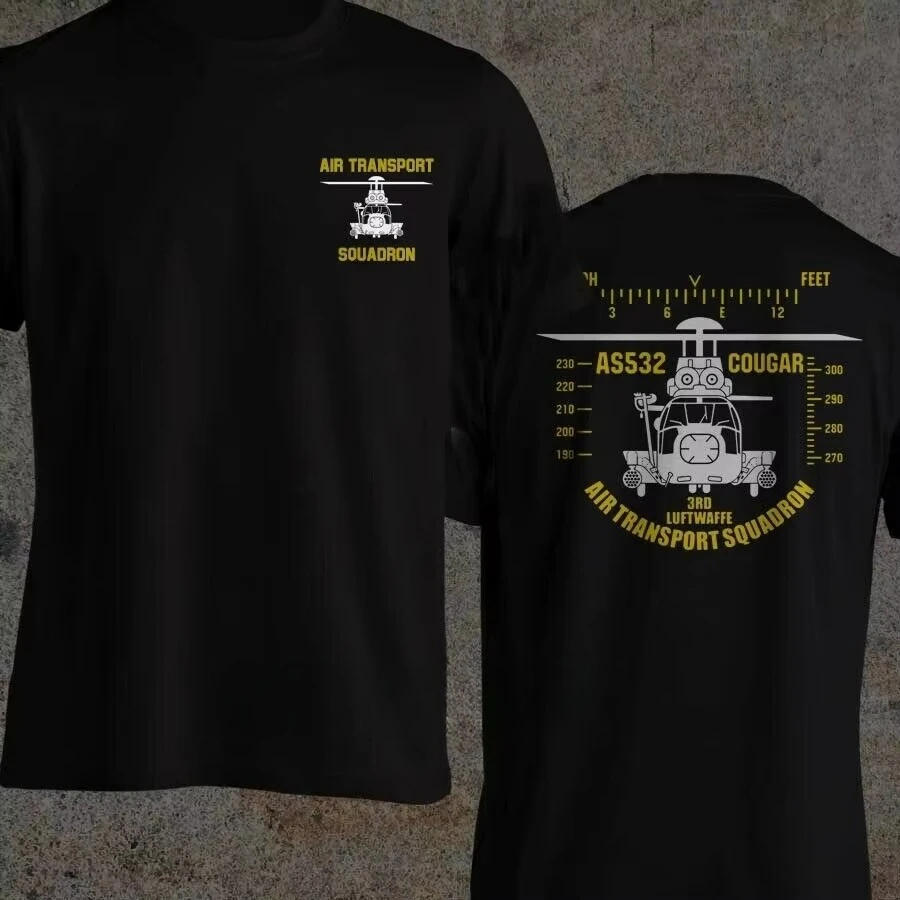 2026 3RD Luftwaffe Chopper Air Transport Squadron AS532 Cougar Helicopter T-Shirt Men Oversized T Shirt C