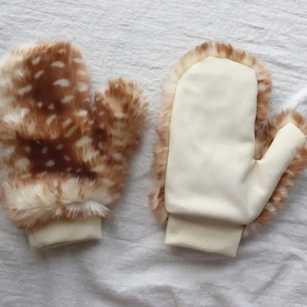 Women Winter Hat Plush Millinery Hat Cozy Christmas Deer Pattern Plush Gloves Collar Set with Adjustable Straps for Warmth - view 4