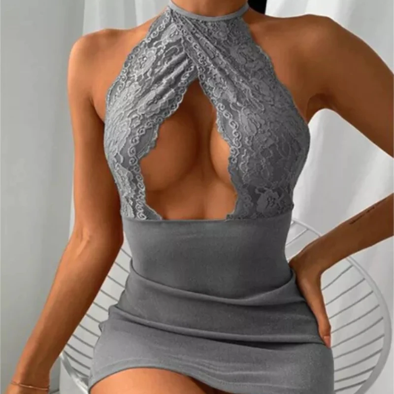 Sexy Hollow Open Bra Body Socks Erotic Mesh Bodysuit Women Lace Transparent Bra Set Sexy Costume Halter Neck Erotic Lingerie Set