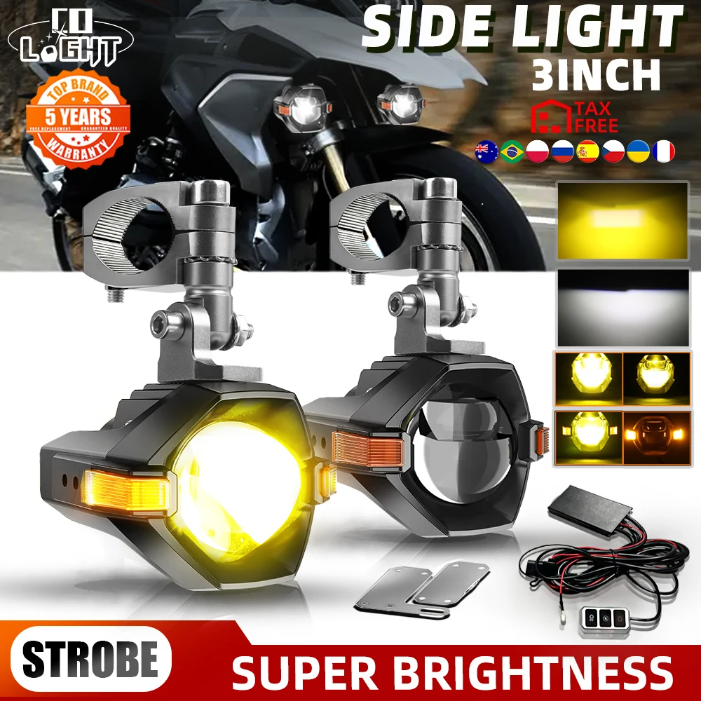 CO LIGHT Offroad-Nutzung 3 Zoll LED-Nebelscheinwerfer Zusatzleuchten Fahrlichter Hochleistungs-Stroboskop Weiß/Bernstein LED DRL Arbeitsleuchte