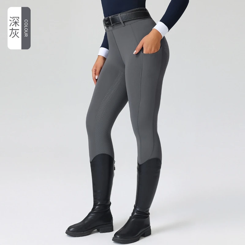 High Waist Elastic Horse Riding Pants Women Breathable Full-seat Silicone Non-slip Grip Equestrian Breeches Cycling Riding Pants