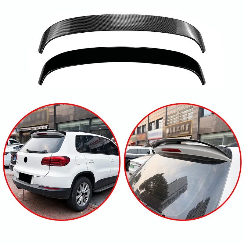

For VW Volkswagen Tiguan MK1 2007-2016 High Quality ABS Roof Wing Rear Wing Spoiler Glossy Black Carbon Fiber Look Bosy Kit