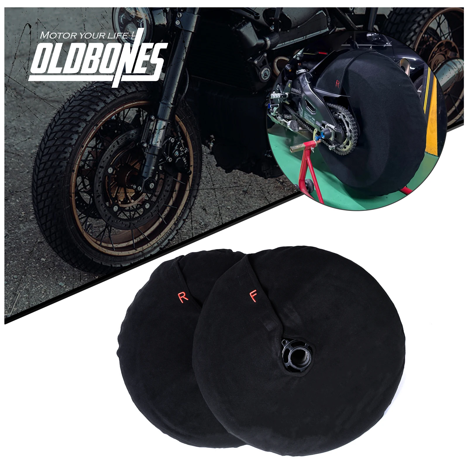 2PCS Tire Cover 12INCH/17INCH Polar Fleece Windbreak Tire Covers Windbreak Wheel Tyre Protective Motorcycle Accessorie