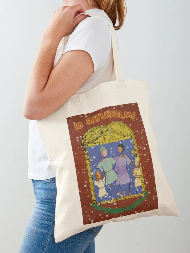 

Happy Saturnalia! (RED background) Greek Myth Comix Tote Bag custom fabric bag tote bag screen Gift tote university