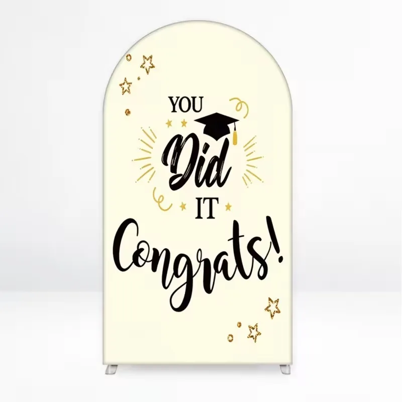 Mehofond Custom 2-Sided Graduation Hat You Did It Congrats Grad Class of 2026 Party Graduate Cover Chiara Arch Decor Backdrop