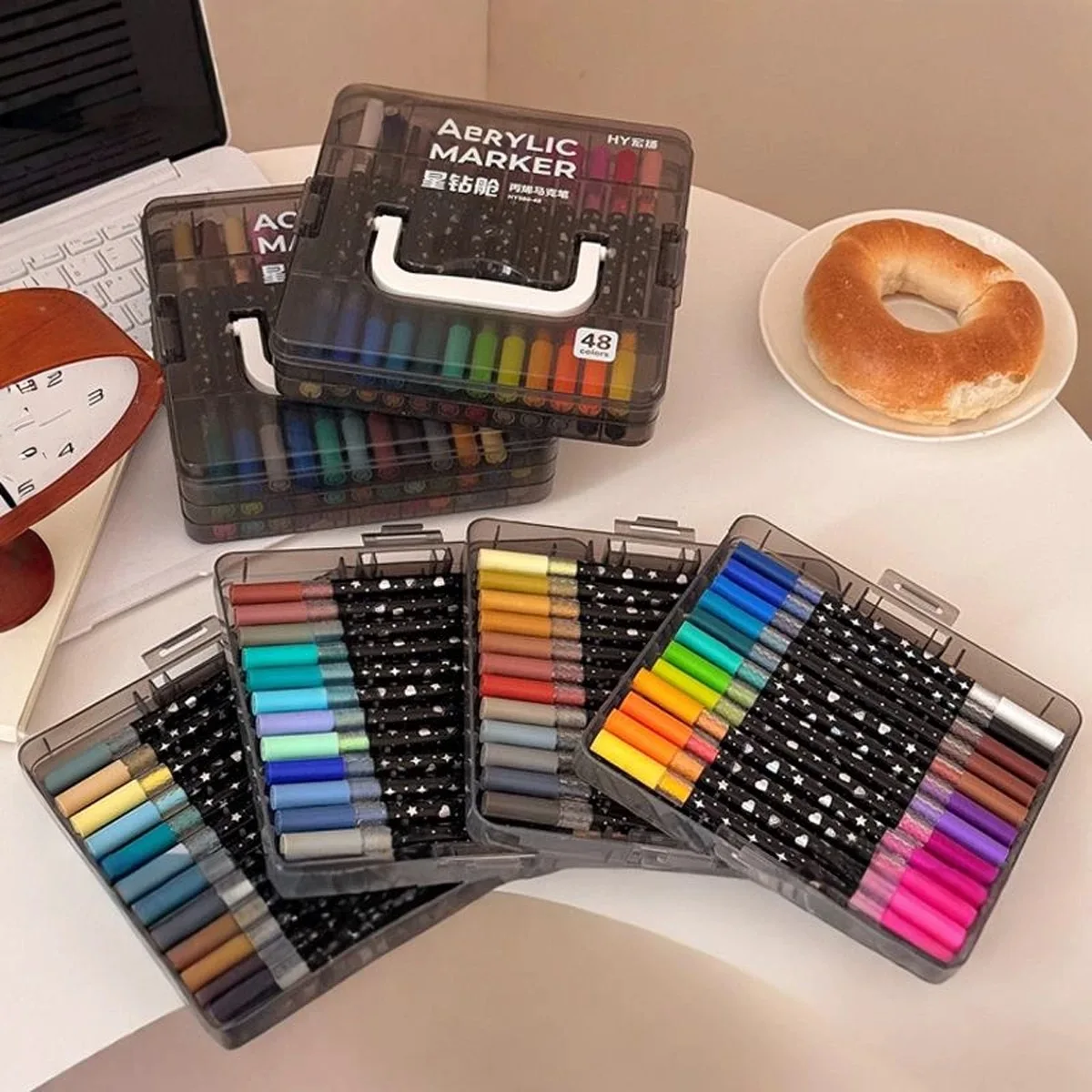 

48/72/96 Colors Double-ended two-color acrylic marker pen, for Adult DIY Crafts,Cards,mugs