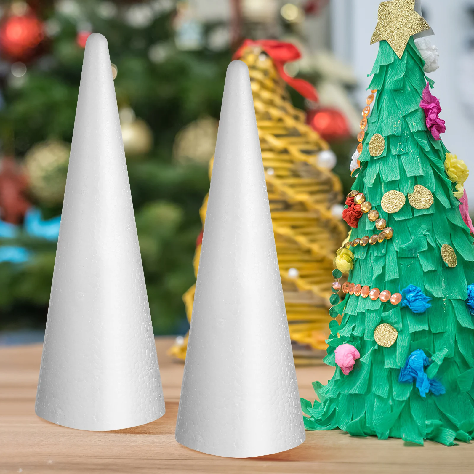 Foam Cone Shapes 2 Pcs for DIY Crafts Material Christmas Wedding Home Decoration School Projects