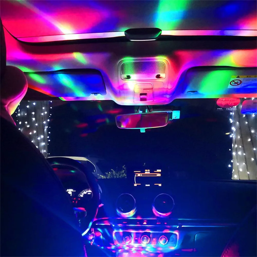 Mini Luz de escenario controlada por voz para coche, luz de sonido de música colorida, 5V, USB, 4 luces Led, accesorios para automóviles, neón