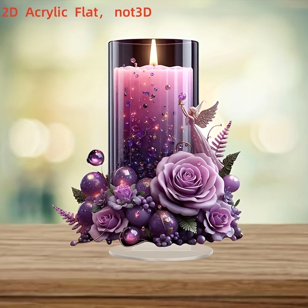 Versatile Purple Prayer Candle Decor - Ideal Holiday Gift, Acrylic, Multi-Purpose Home Accent