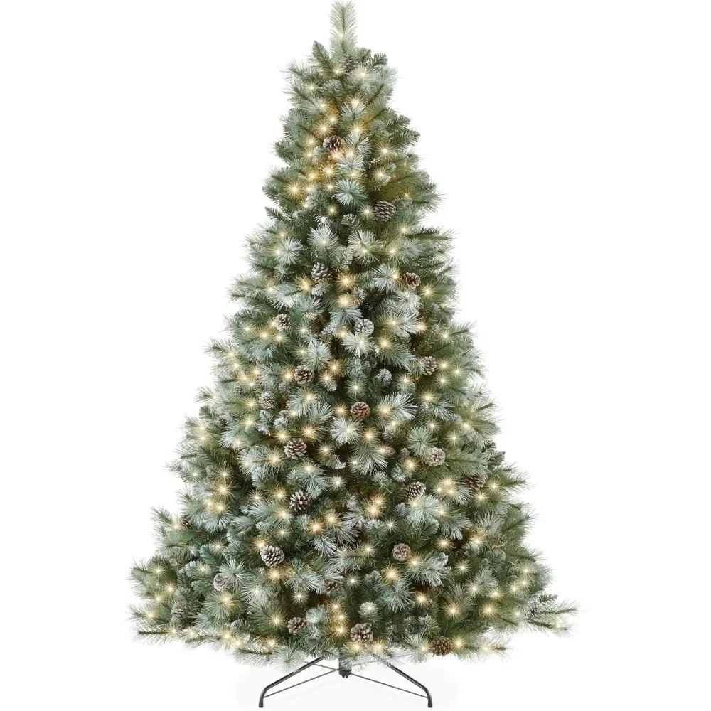 9ft Pre-Lit Scotch Pine Christmas Tree, Artificial Holiday Decor W/ 2,020 Branch Tips, 2-in-1 White and Multicolor LED Lights