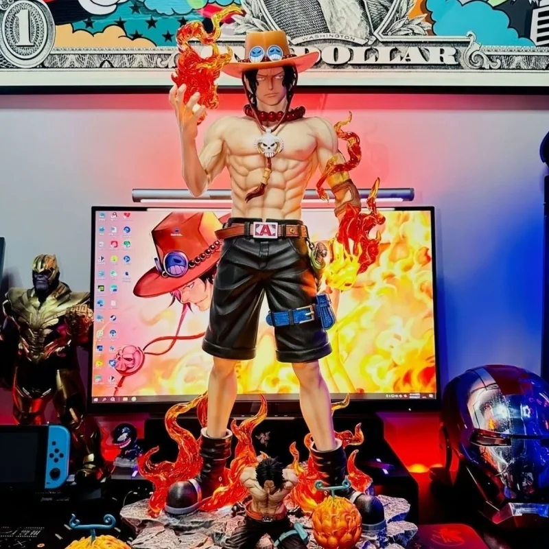 70cm New One Piece 1/3 Ace Gk Fantasy Third Anniversary Super Huge Collect Figures Trendy Statue Anime Decoration Festival Gifts