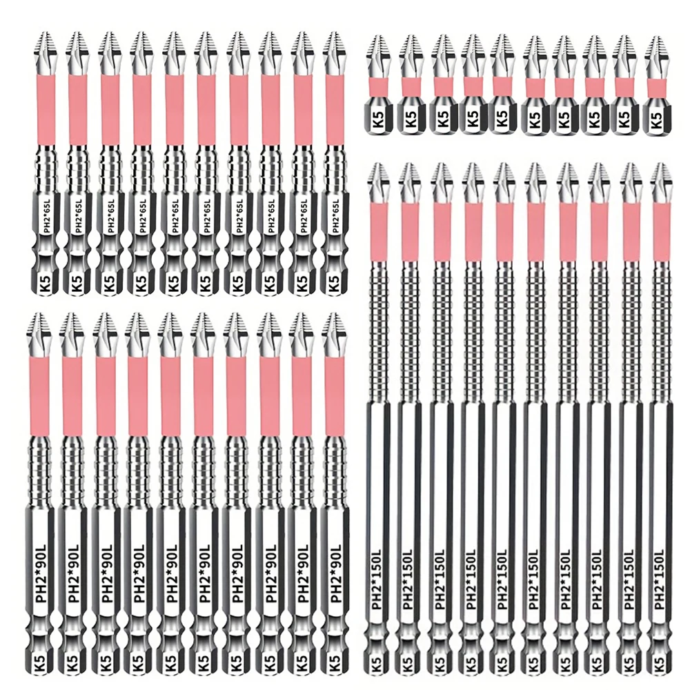 

PH2 Magnetic Screwdriver Bits, 25-150mm Hex Shank Power Drill Bits with，Durable Steel Screwdriver Set for Home & Industrial Use
