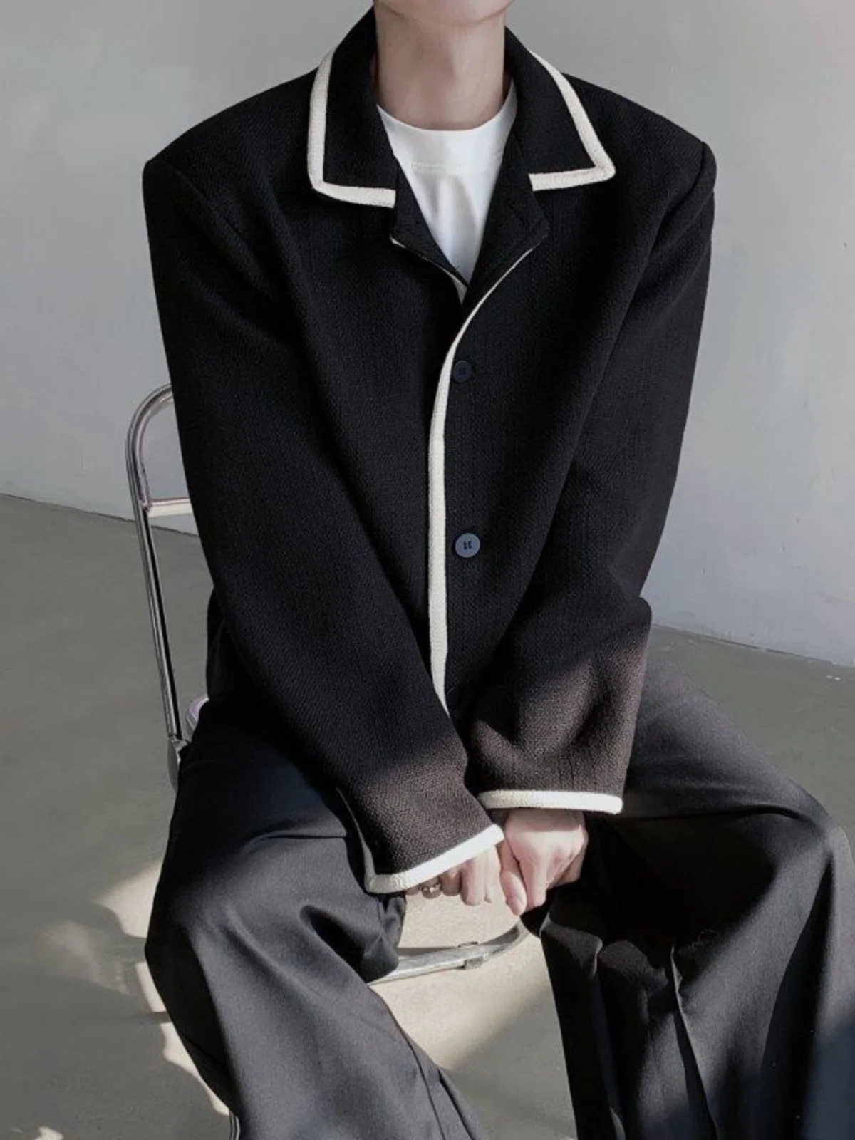 

Мужская фланелевая куртка Faionable Urban, свободного кроя, больших размеров, с дизайном в виде белой линии, из высококачественного полиэстера, для весенней носки...