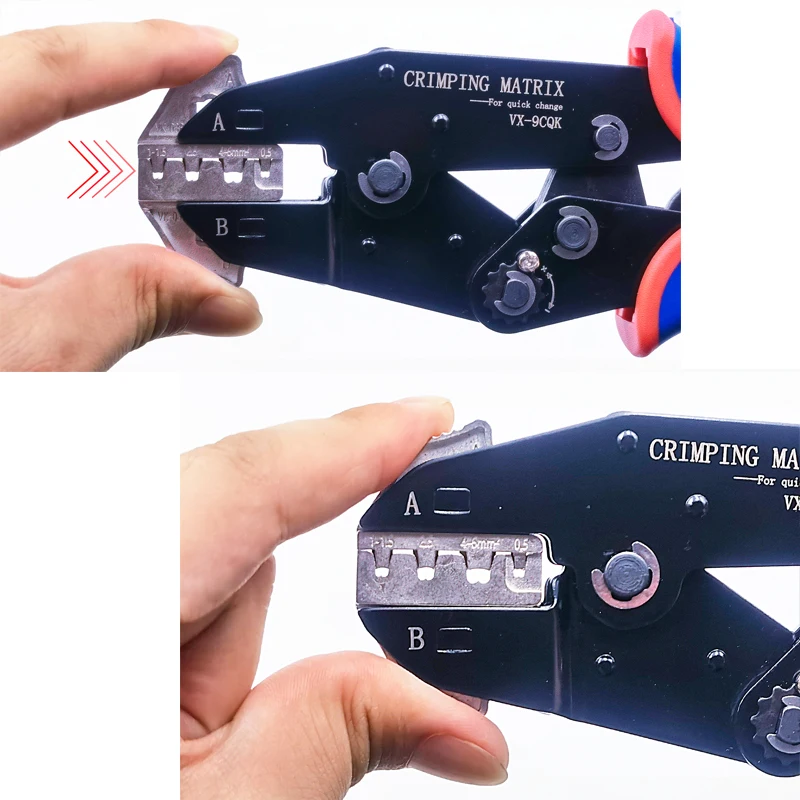 Crimping Tool Set Jaw Plug-In Replacement Heat Shrinkable Ratchet Wire Pliers Non-Insulated Open Barrel Ferrule Connector Solar