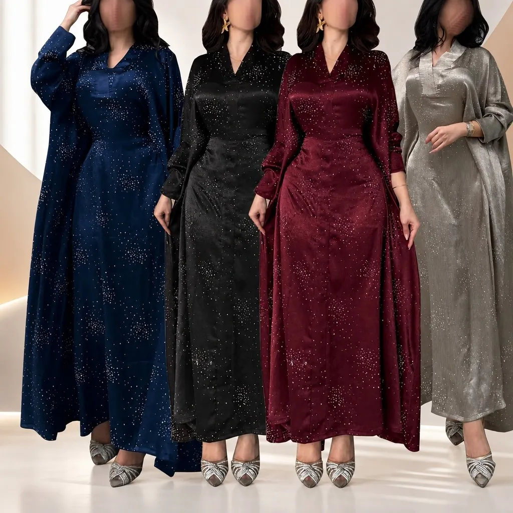 

Modest Maxi Dress Spring Summer Long Sleeve Sparkly Sequin Tunic Top Dresses Women 2025 Fashion Elegant Loose Fit