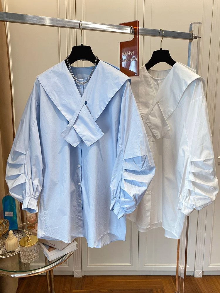 

Loose Long Sve Doll Collar irt Women's plus Size 300 Pou Spring Autumn Conceal Meat Upper Body Special Edition