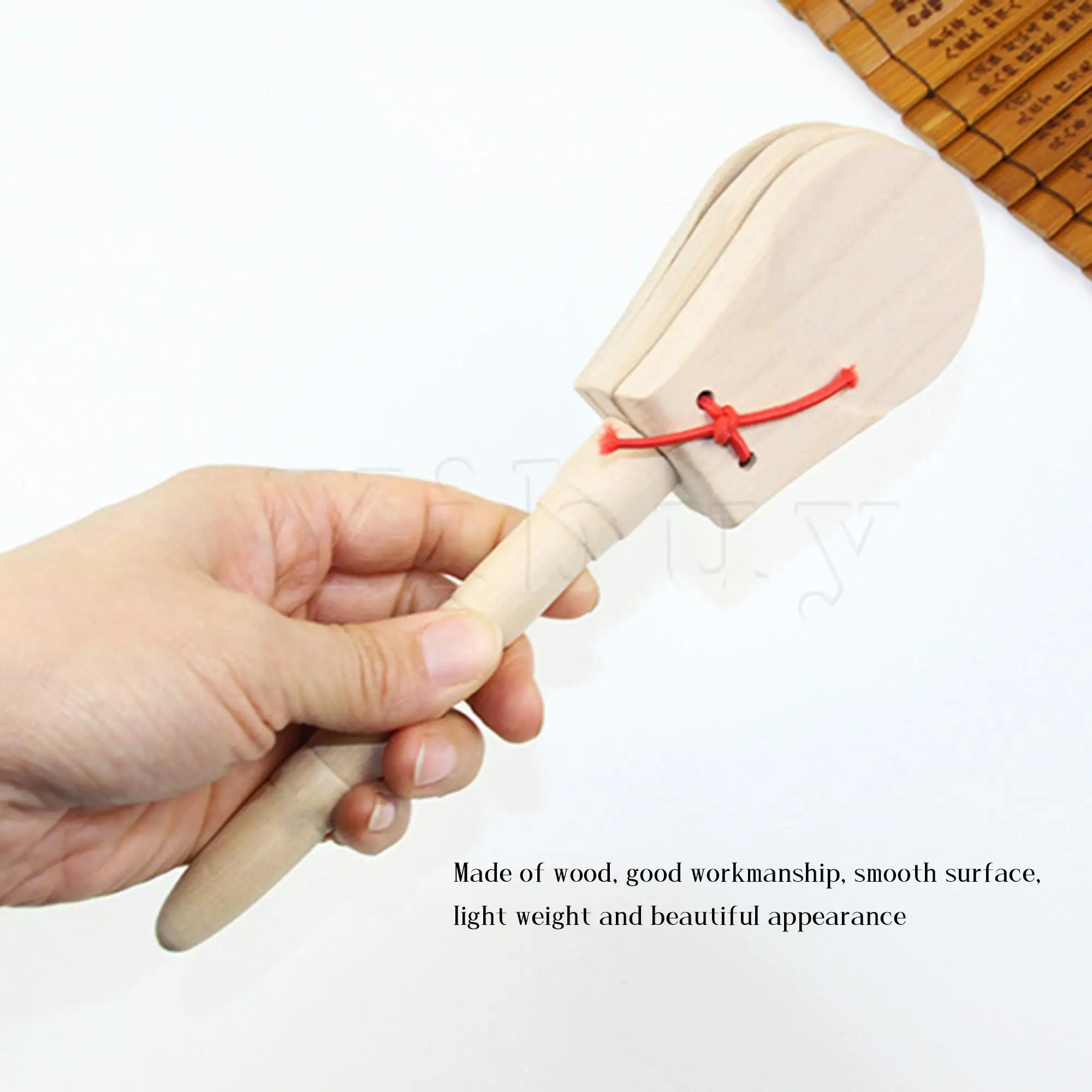 Yibuy 2Pcs Wooden Castanet Hand Clappers with Handle for Concert & Wedding