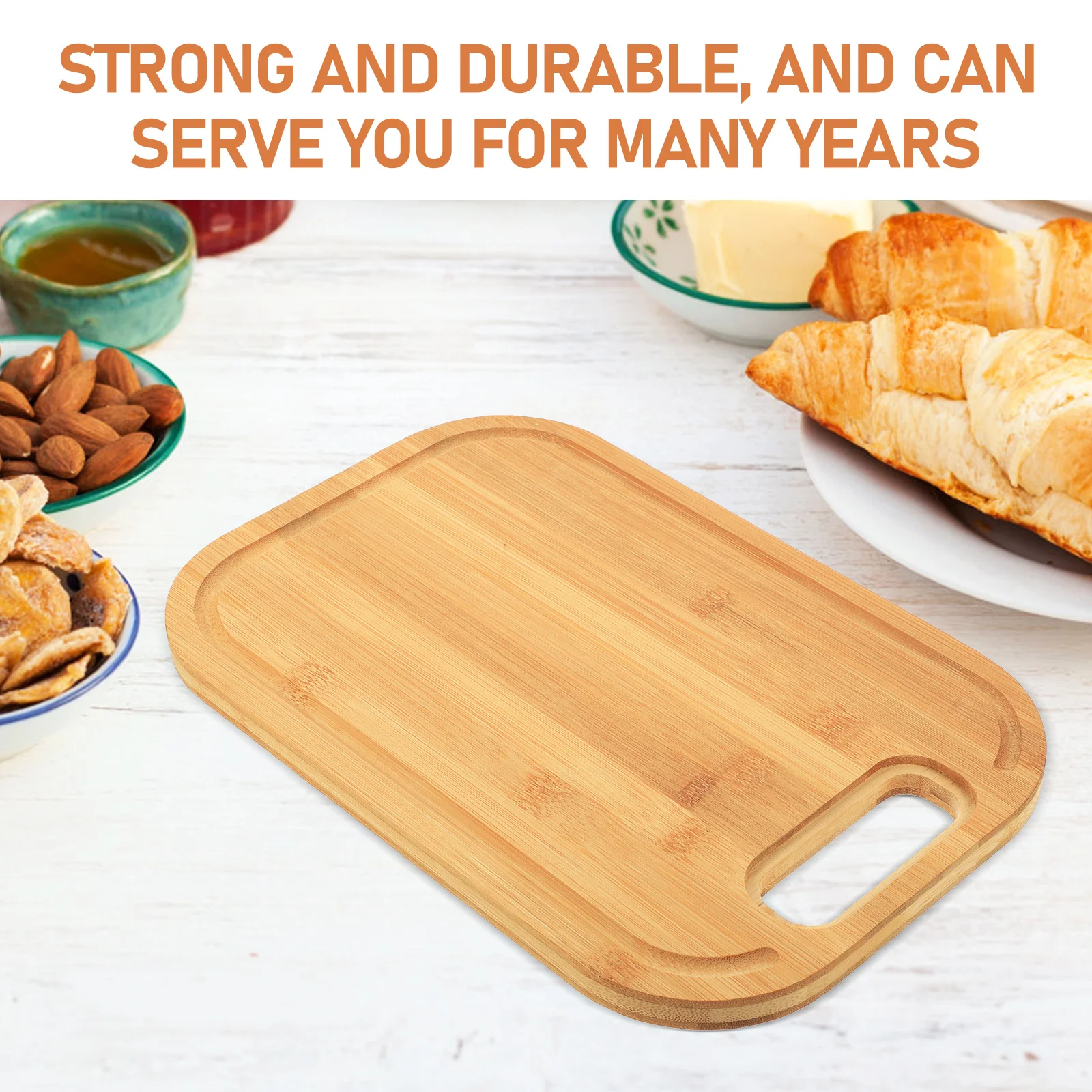 

Bamboo Kitchen Cutting Board Double Side Household Meat Chopping Board Nonslip Hanging Design Portable Tool Kitchen Gadget
