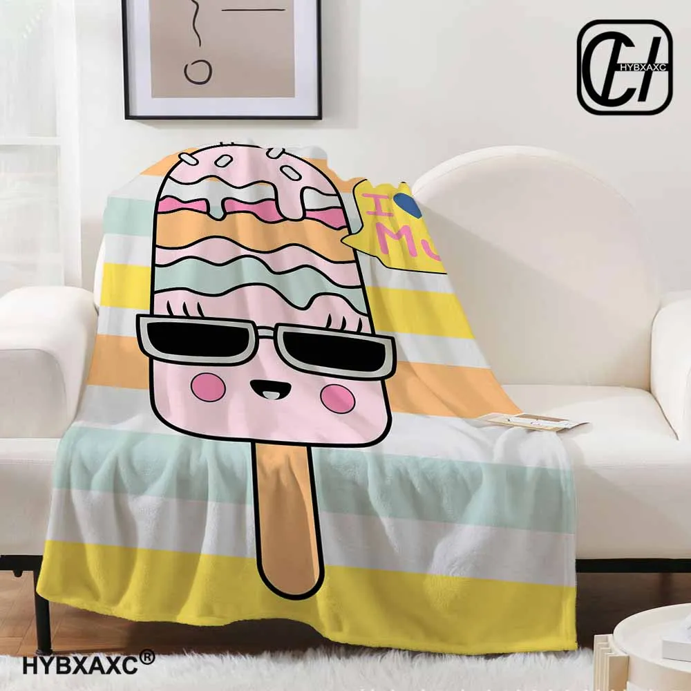 Little M-Marc Popsicles Blanket Aesthetic Art Flannel Blanket Portable Home Travel Camping Sofa Picnic J-Jacobs Flannel Blanket