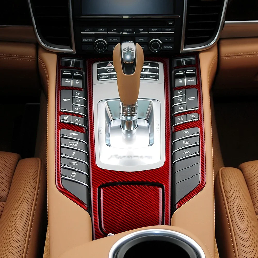 Interior Stickers Center Console Gear Shift Panel Frame Carbon Fiber Sticker For Porsche Panamera 2010-2016 Central Control Gear