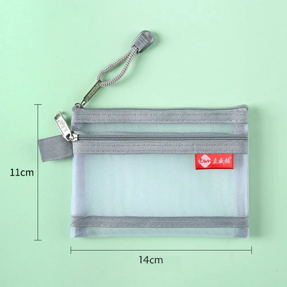 

Change Storage Bag Double Layer Coin Bags Cosmetic Bag Card Bag Clear Mesh Bag Small Item Bag Solid Color Mini Coin Purse Gift