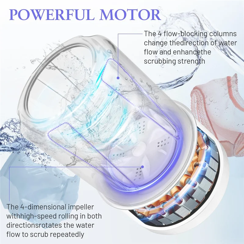 -A12R Washing Machine Rechargeable Washing Machine 3000 Mah Compact Deep Cleaning Underwear Suitable For Apartments