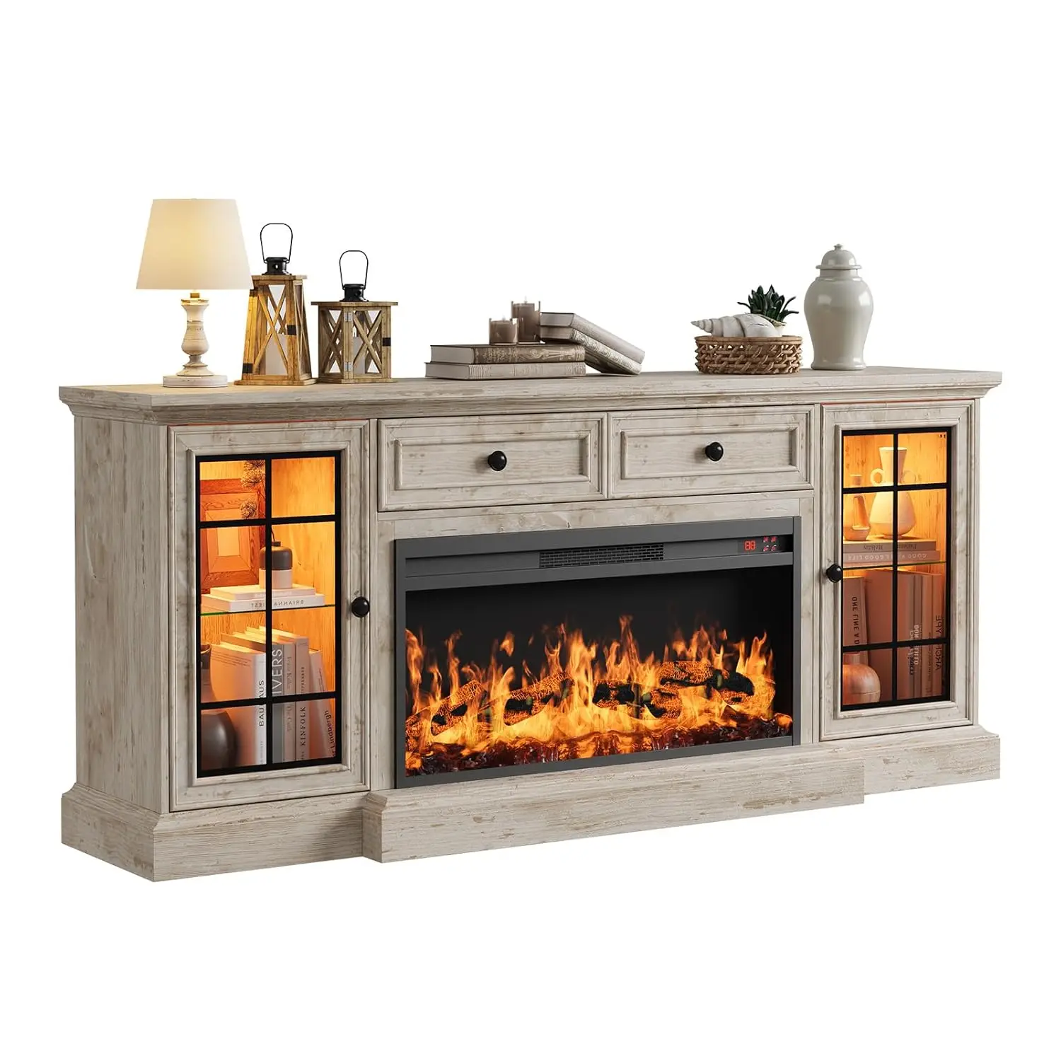 

Тумба под телевизор с электрическим камином для телевизоров до 80 дюймов, современный развлекательный центр 70 дюймов с 36-дюймовым электрическим камином и LED-подсветкой, на заказ