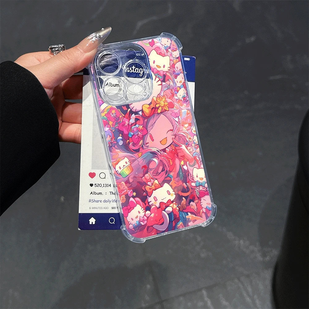 Casing Handphone Hello Kitty untuk iPhone 14 iPhone 16/15/14/13/12/11/x/xs/xs Max Casing Handphone Lembut untuk Perempuan Sanrio KT