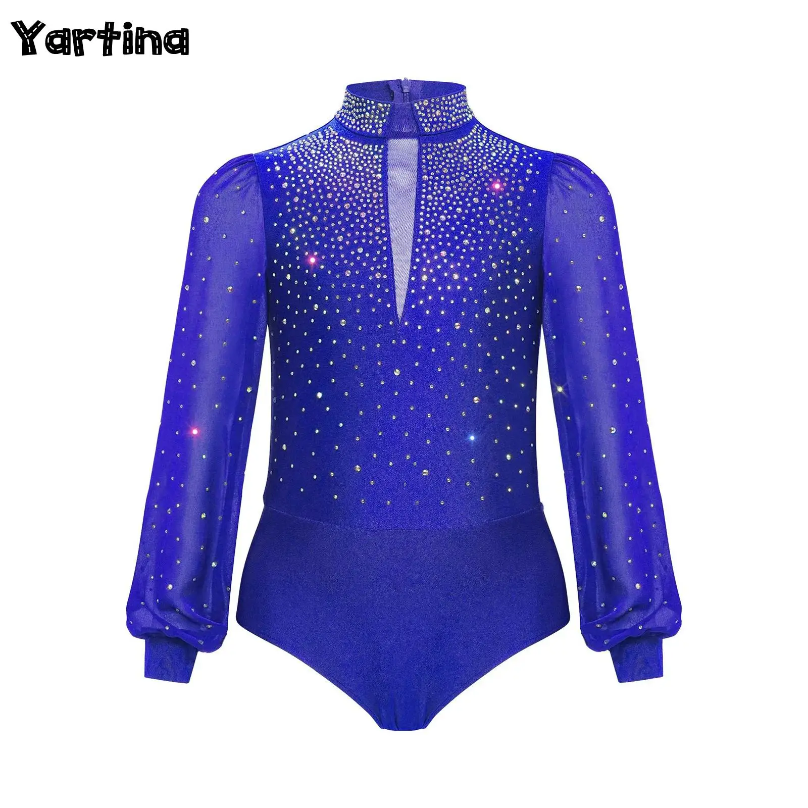 

Kids Boys Gymnastics Artistic Figure Skating Ballet Jersey Dance Costume Rhinestone Adorned Press Button Crotch Leotard Bodysuit