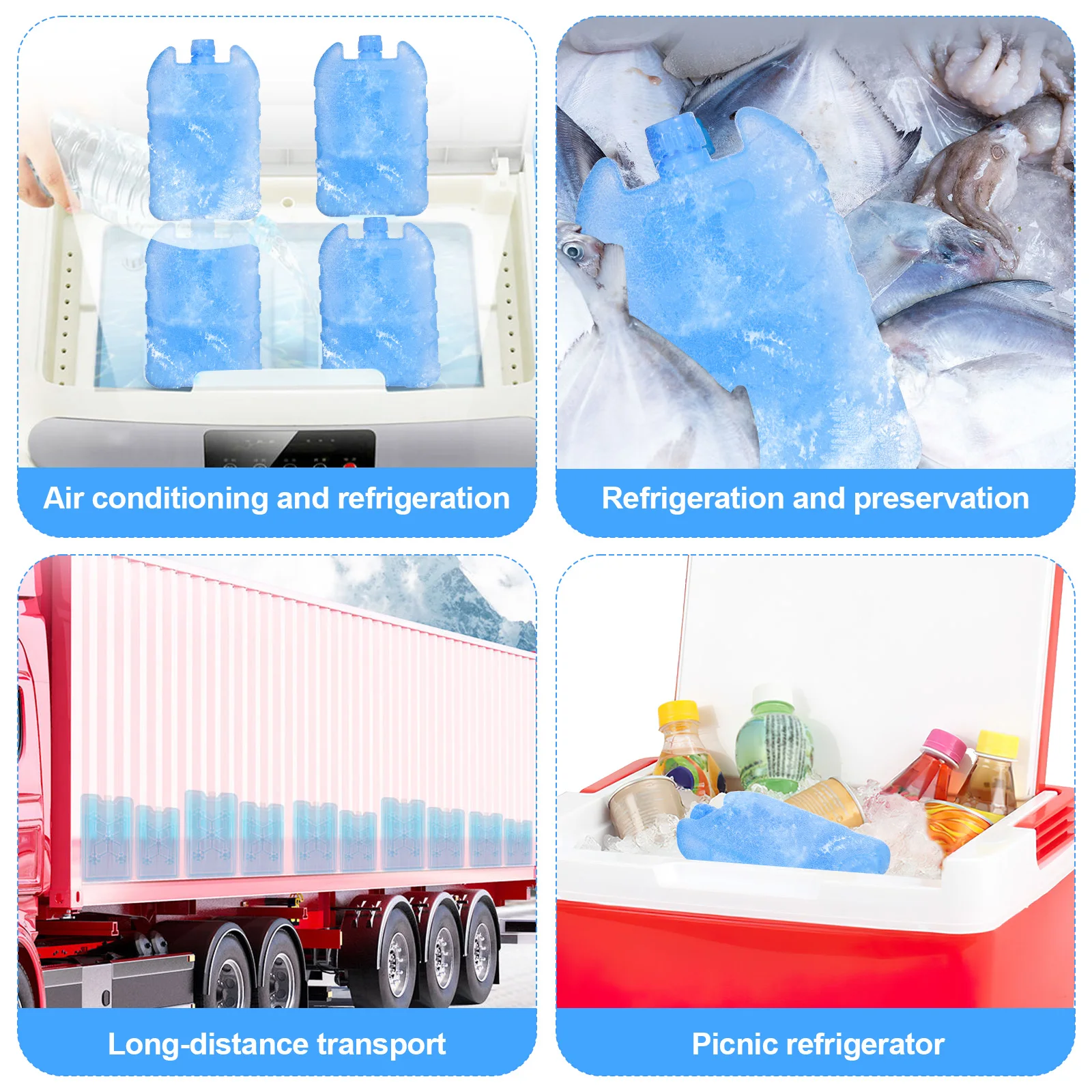 

4Pcs Ice Packs For Coolers Freezer Packs Ice Block Cooler Reusable Ice Pack For Lunch Box FOR Fresh Food Storage Refrigeration