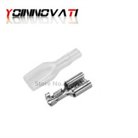 50pcs 4.8 mm with transparent sheath inserted spring 4.8mm Female connector terminal Faston with insulator for wire