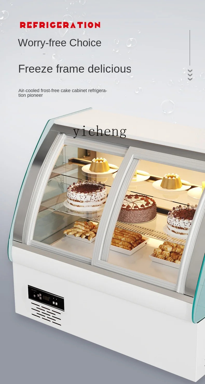 Tqh Cake Counter Fruit Cooked Dessert Display Cabinet Cold Dish Refrigerated Fresh Cabinet Commercial Desktop Front Door Air