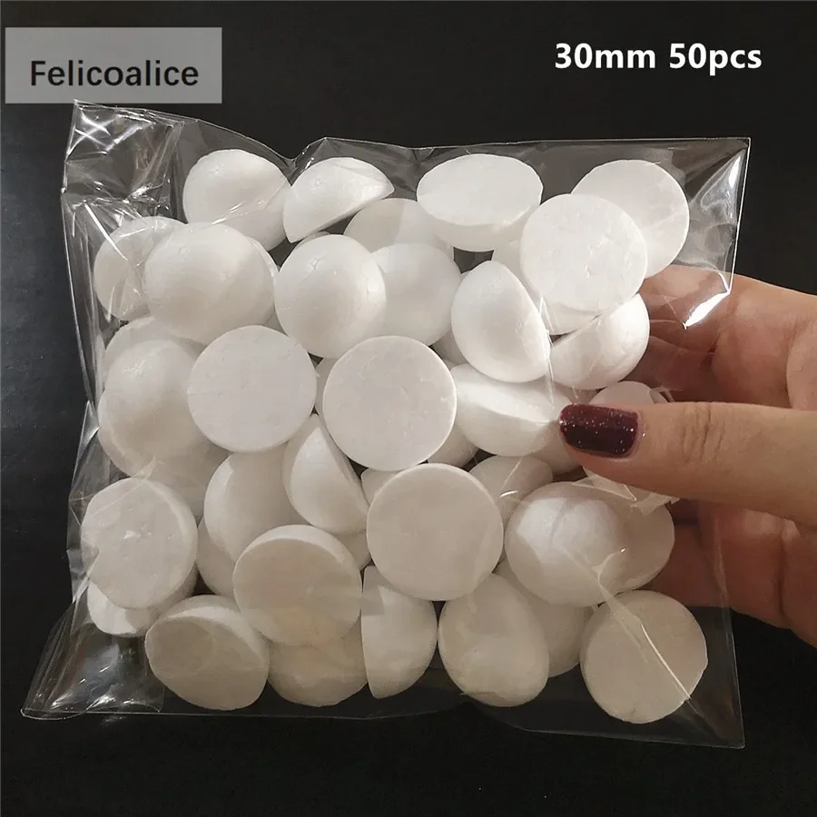 50pcs 3cm 30mm Modelling Polystyrene Styrofoam Half Foam Ball Spheres Crafts DIY Party Wedding Decoration Supplies