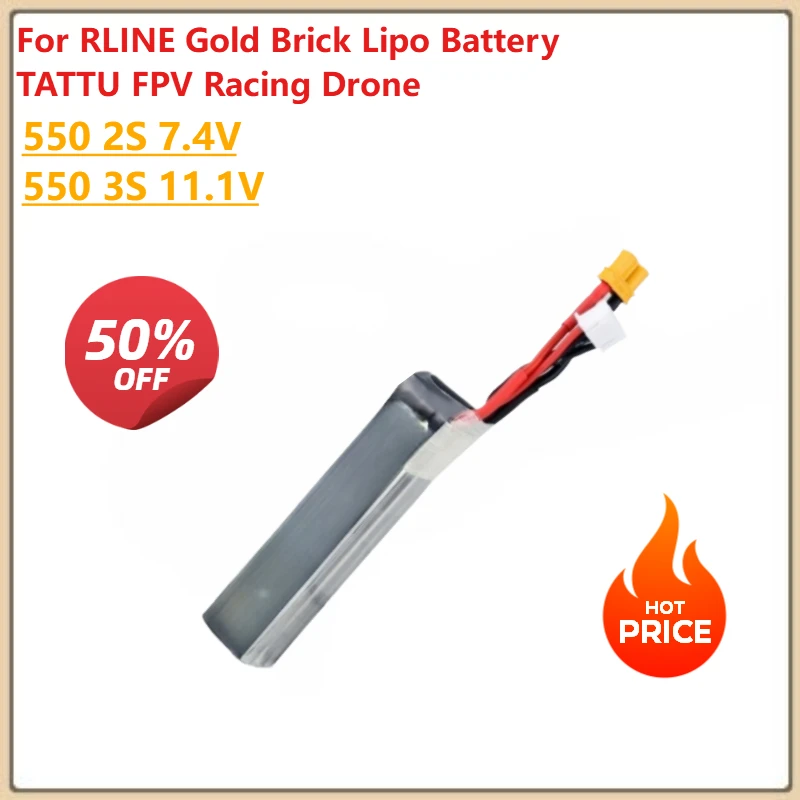 

7.4V 11.1V 550mAh for RLINE Gold Brick Lipo Battery TATTU FPV Racing Drone RC Quadcopter XT30 Plug